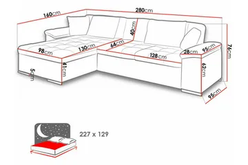 Camior 3-istuttava kulmavuodesohva - Huonekalut - Sohva - Vuodesohva