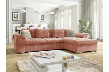 Camior 3-istuttava oikea vuodesohva 129x227 cm chenille-kangasta säilytystilalla - Pinkki - Huonekalut - Sohva - Vuodesohva