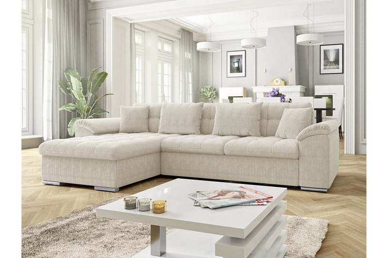 Camior 3-sits Hörnbäddsoffa Beige/Light beige - Huonekalut - Sohva - Vuodesohva