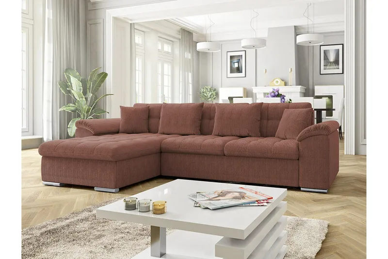 Camior 3-sits Hörnbäddsoffa NO_BRAND Brown - Huonekalut - Sohva - Vuodesohva