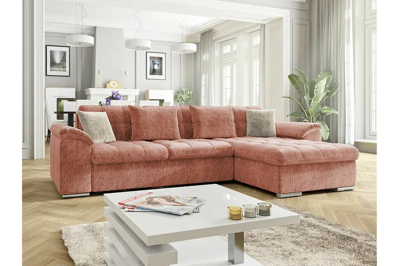 Camior 3-sits Hörnbäddsoffa NO_BRAND Pink - Huonekalut - Sohva - Vuodesohva