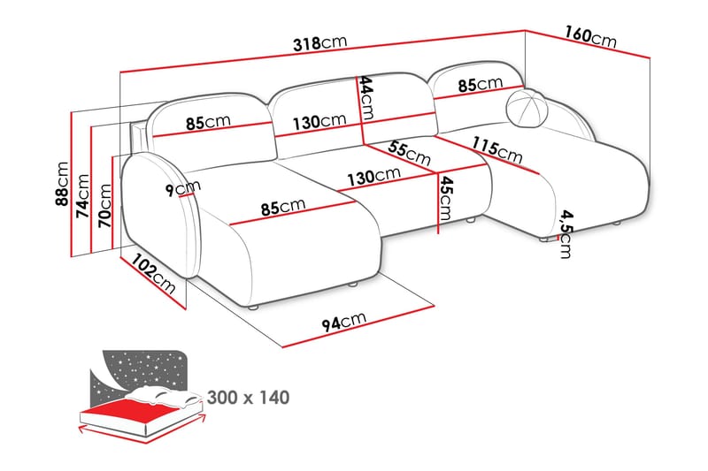 Carve Vuodesohva 2 Hengen Divaani 3-Paikkainen - Harmaa - Huonekalut - Sohva - Vuodesohva