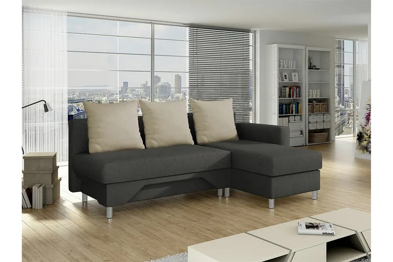 Castlebay 3-sits Hörnbäddsoffa Brown/Beige - Huonekalut - Sohva - Vuodesohva