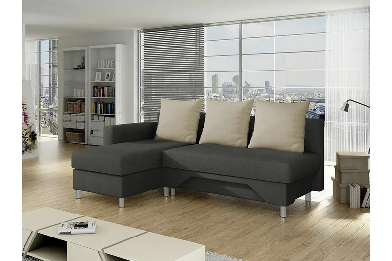 Castlebay 3-sits Hörnbäddsoffa Brown/Beige - Huonekalut - Sohva - Vuodesohva