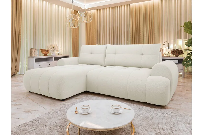 Ceibo Vuodesohva Divaanilla 3-istuttava Plyysi - Beige - Huonekalut - Sohva - Vuodesohva