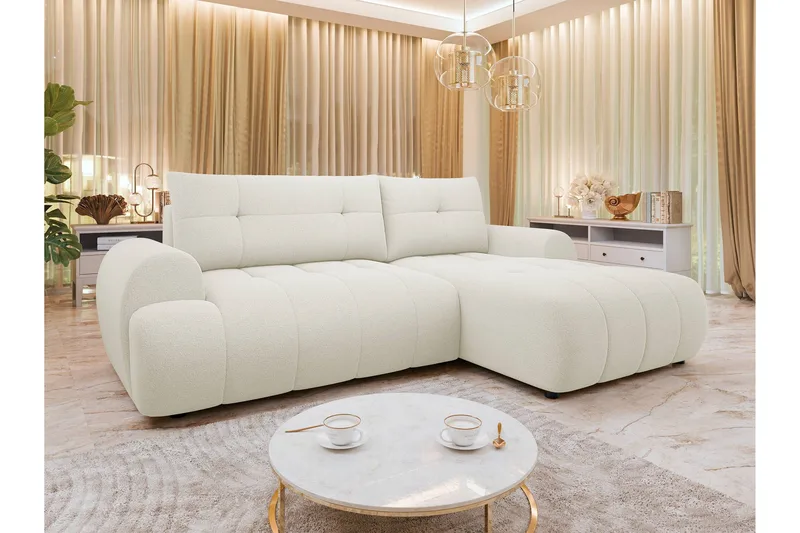 Ceibo Vuodesohva Divaanilla 3-istuttava Plyysi - Beige - Huonekalut - Sohva - Vuodesohva