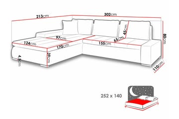 Cerys 3-istuttava kulmavuodesohva - Huonekalut - Sohva - Vuodesohva
