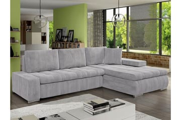 Cerys 3-istuttava oikea kulmavuodesohva 140x215 cm säilytystilalla manchesterkangasta - Harmaa - Huonekalut - Sohva - Vuodesohva