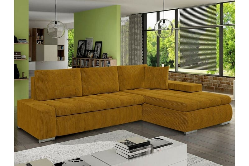 Cerys 3-sits Hörnbäddsoffa Dark yellow - Huonekalut - Sohva - Vuodesohva