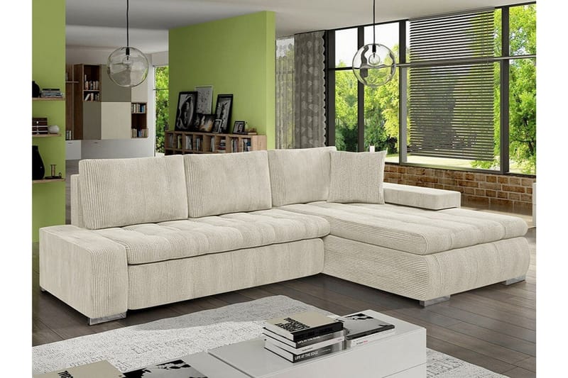 Cerys 3-sits Hörnbäddsoffa NO_BRAND beige - Huonekalut - Sohva - Vuodesohva