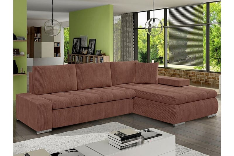 Cerys 3-sits Hörnbäddsoffa NO_BRAND Brown - Huonekalut - Sohva - Vuodesohva
