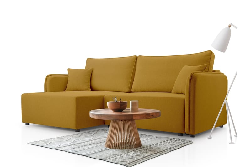 Chandru Vuodesohva Divaanilla 3-istuttava Plyysi - Keltainen - Huonekalut - Sohva - Vuodesohva
