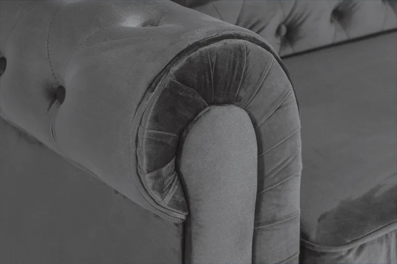 Chesterfield Deluxe 3-istuttava eteenpäin avattava vuodesohva sametista - Tummanharmaa Sametti - Huonekalut - Sohva - Vuodesohva - 3 istuttava vuodesohva