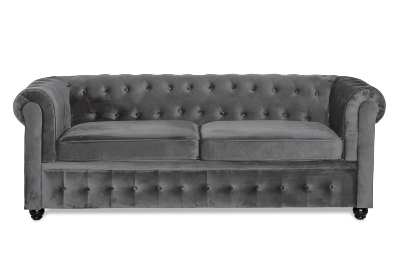 Chesterfield Deluxe 3-istuttava eteenpäin avattava vuodesohva sametista - Tummanharmaa Sametti - Huonekalut - Sohva - Vuodesohva - 3 istuttava vuodesohva