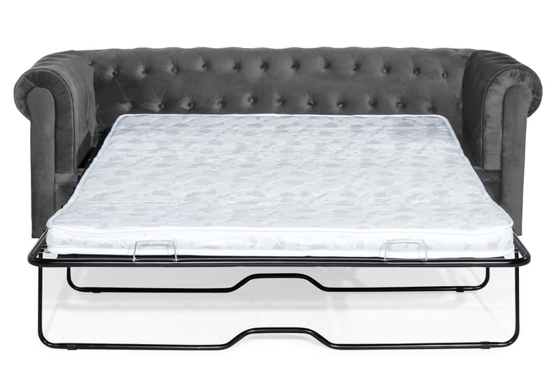 Chesterfield Deluxe 3-istuttava Etupyöreä vuodesohva sametissa - Tummanharmaa Sametti - Huonekalut - Sohva - Vuodesohva - 3 istuttava vuodesohva