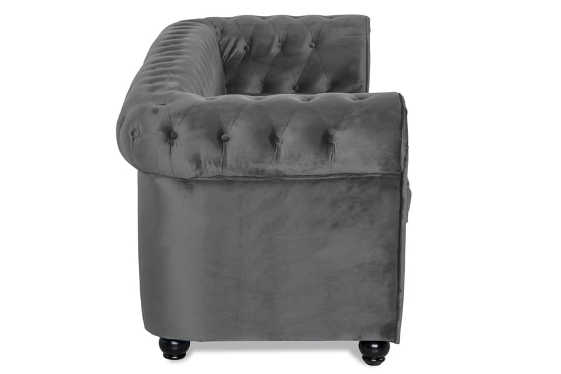 Chesterfield Deluxe 3-istuttava Etupyöreä vuodesohva sametissa - Tummanharmaa Sametti - Huonekalut - Sohva - Vuodesohva - 3 istuttava vuodesohva