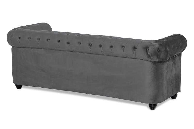 Chesterfield Deluxe 3-istuttava Etupyöreä vuodesohva sametissa - Tummanharmaa Sametti - Huonekalut - Sohva - Vuodesohva - 3 istuttava vuodesohva