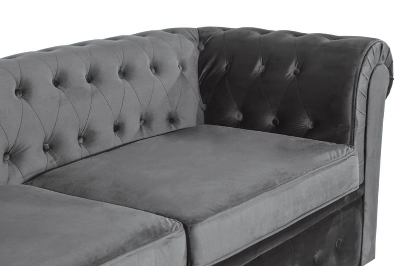 Chesterfield Deluxe 3-istuttava Etupyöreä vuodesohva sametissa - Tummanharmaa Sametti - Huonekalut - Sohva - Vuodesohva - 3 istuttava vuodesohva