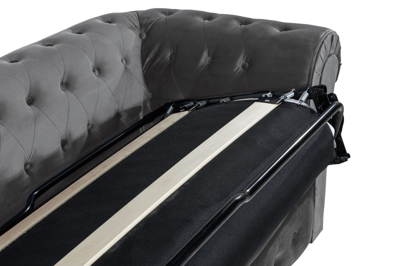 Chesterfield Deluxe 3-istuttava Etupyöreä vuodesohva sametissa - Tummanharmaa Sametti - Huonekalut - Sohva - Vuodesohva - 3 istuttava vuodesohva