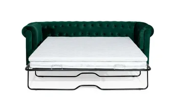Chesterfield Lyx 3-istuttava eteen avattava vuodesohva HVILA-sijauspatjalla 140x200 cm, polyesterivaahto ja pestävä päällinen - Vihreä - Huonekalut - Sohva - Vuodesohva - 3 istuttava vuodesohva