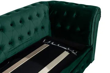 Chesterfield Lyx 3-istuttava eteen avattava vuodesohva HVILA-sijauspatjalla 140x200 cm, polyesterivaahto ja pestävä päällinen - Vihreä - Huonekalut - Sohva - Vuodesohva - 3 istuttava vuodesohva