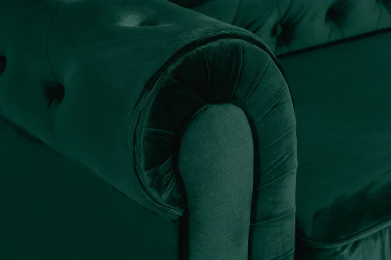 Chesterfield Lyx 3-istuttava eteenpäin avattava vuodesohva sametista - Tummanvihreä - Huonekalut - Sohva - Vuodesohva - 3 istuttava vuodesohva