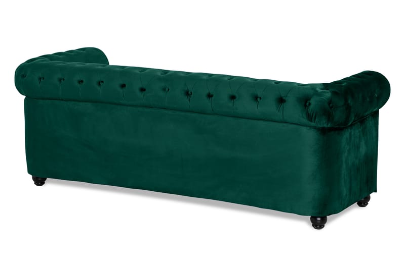 Chesterfield Lyx 3-istuttava eteenpäin avattava vuodesohva sametista - Tummanvihreä - Huonekalut - Sohva - Vuodesohva - 3 istuttava vuodesohva