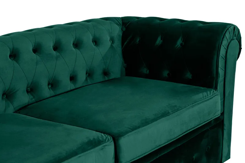 Chesterfield Lyx 3-istuttava eteenpäin avattava vuodesohva sametista - Vihreä - Huonekalut - Sohva - Vuodesohva - 3 istuttava vuodesohva