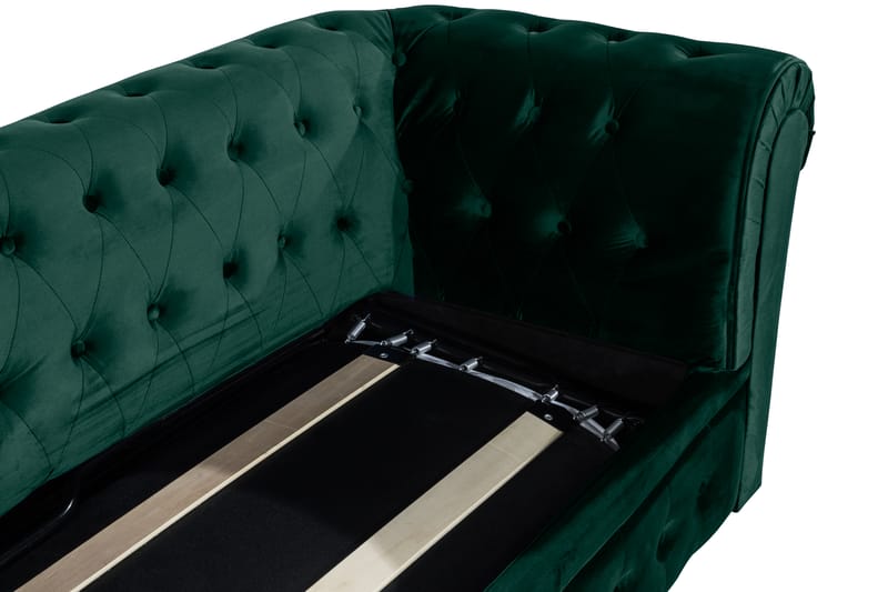 Chesterfield Lyx 3-istuttava Etupyöreä vuodesohva sametissa - Tummanvihreä - Huonekalut - Sohva - Vuodesohva - 3 istuttava vuodesohva