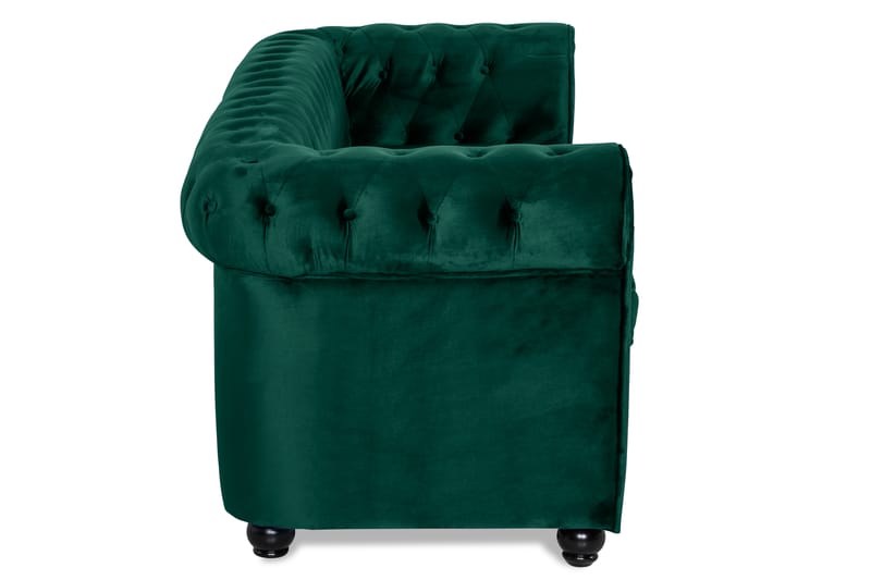 Chesterfield Lyx 3-istuttava Etupyöreä vuodesohva sametissa - Tummanvihreä - Huonekalut - Sohva - Vuodesohva - 3 istuttava vuodesohva