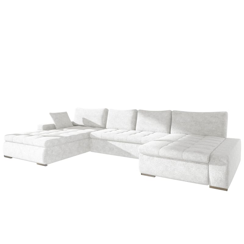 Cillo 5-istuttava U-muotoinen vuodesohva kaksidivaanilla - valkoinen - Huonekalut - Sohva - Vuodesohva