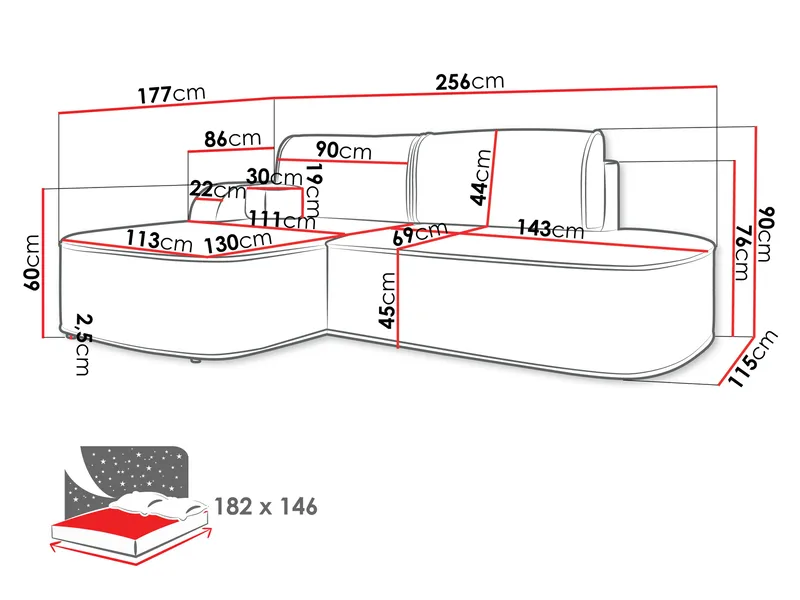 Cinrel Vuodesohva divaanilla 3istuttava - Rosa - Huonekalut - Sohva - Vuodesohva