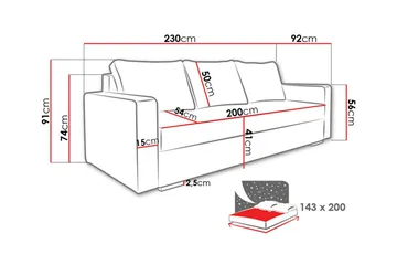 Clarina 3-istuttava vuodesohva 143x200 cm säilytystilalla samettiverhoilulla - Vihreä - Huonekalut - Sohva - Vuodesohva - 3 istuttava vuodesohva
