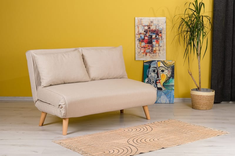 Daigo 2-istuttava vuodesohva 120x180 cm kankaalla - Beige - Huonekalut - Sohva - Vuodesohva