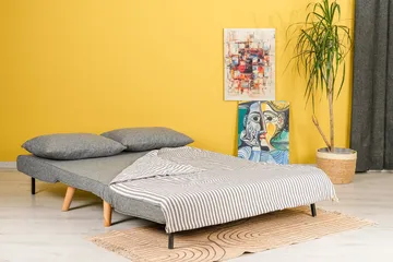 Daigo 2-istuttava vuodesohva 120x180 cm kankaalla - Harmaa - Huonekalut - Sohva - Vuodesohva