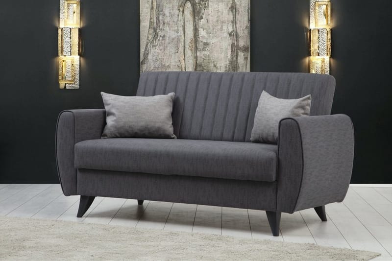 Dalima 2-istuttava vuodesohva 55x125 cm säilytystilalla, pellavaa - Antrasiitti - Huonekalut - Sohva - Vuodesohva