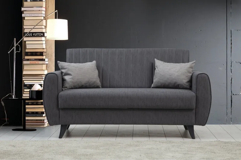 Dalima 2-istuttava vuodesohva 55x125 cm säilytystilalla, pellavaa - Antrasiitti - Huonekalut - Sohva - Vuodesohva