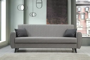 Dalima 3-istuttava vuodesohva 55x183 cm säilytyslaatikolla kankaasta - Harmaa - Huonekalut - Sohva - Vuodesohva - 3 istuttava vuodesohva