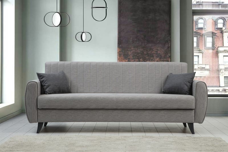 Dalima 3-istuttava vuodesohva 55x183 cm säilytyslaatikolla kankaasta - Harmaa - Huonekalut - Sohva - Vuodesohva - 3 istuttava vuodesohva