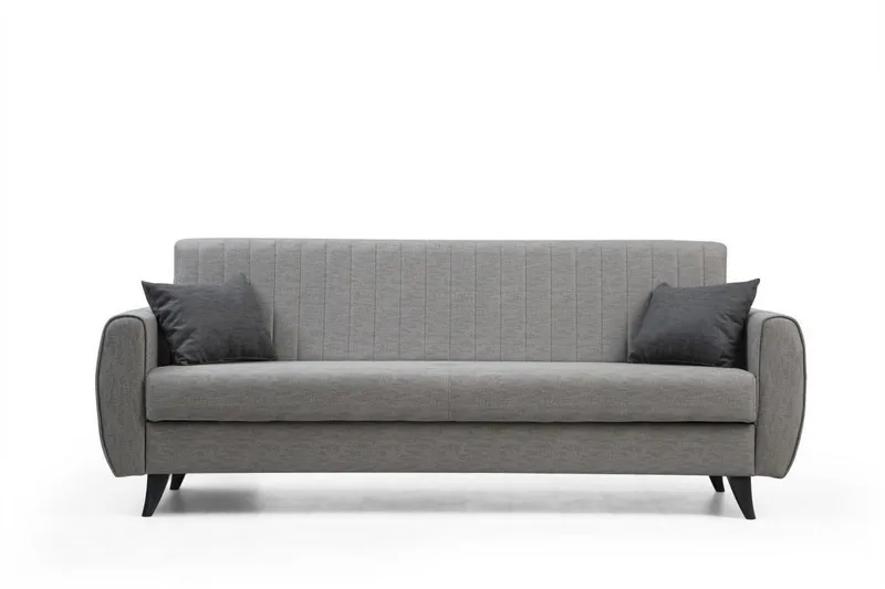 Dalima 3-istuttava vuodesohva 55x183 cm säilytyslaatikolla kankaasta, Harmaa