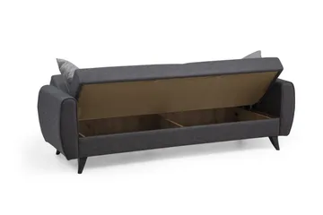 Dalima 3-istuttava vuodesohva 55x183 cm säilytystilalla, kangas - Antrasiitti - Huonekalut - Sohva - Vuodesohva - 3 istuttava vuodesohva
