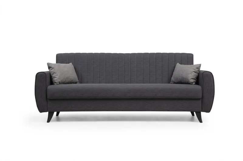 Dalima 3-istuttava vuodesohva 55x183 cm säilytystilalla, kangas, Antrasiitti
