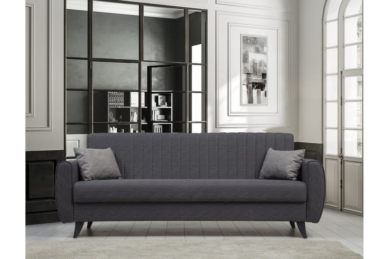 Dalima 3-istuttava vuodesohva 55x183 cm säilytystilalla, kangas - Antrasiitti - Huonekalut - Sohva - Vuodesohva - 3 istuttava vuodesohva