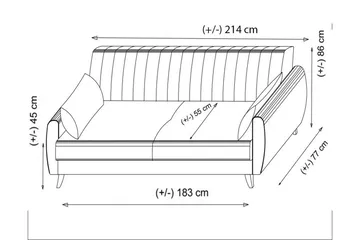 Dalima 3-istuttava vuodesohva 55x183 cm säilytystilalla, kangas - Terrakotta - Huonekalut - Sohva - Vuodesohva - 3 istuttava vuodesohva