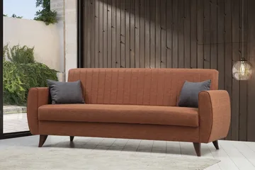 Dalima 3-istuttava vuodesohva 55x183 cm säilytystilalla, kangas - Terrakotta - Huonekalut - Sohva - Vuodesohva - 3 istuttava vuodesohva
