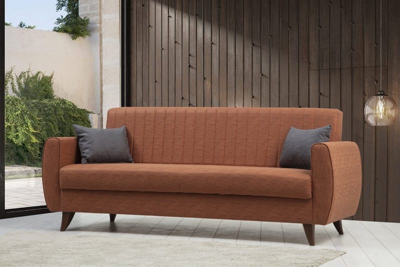 Dalima 3-istuttava vuodesohva 55x183 cm säilytystilalla, kangas - Terrakotta - Huonekalut - Sohva - Vuodesohva - 3 istuttava vuodesohva