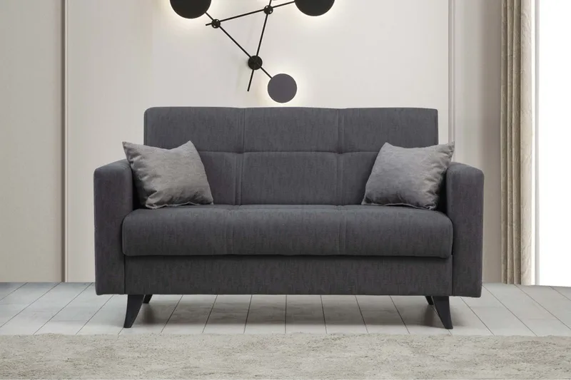 Darcia 2-istuttava vuodesohva 55x125 cm säilytystilalla kankaasta - Antrasiitti - Huonekalut - Sohva - Vuodesohva