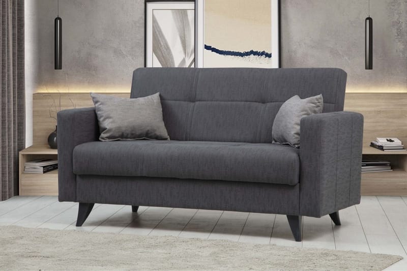 Darcia 2-istuttava vuodesohva 55x125 cm säilytystilalla kankaasta - Antrasiitti - Huonekalut - Sohva - Vuodesohva