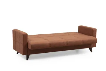Darcia 3-istuttava vuodesohva 55x183 cm säilytystilalla, pellavaa - Terrakotta - Huonekalut - Sohva - Vuodesohva - 3 istuttava vuodesohva