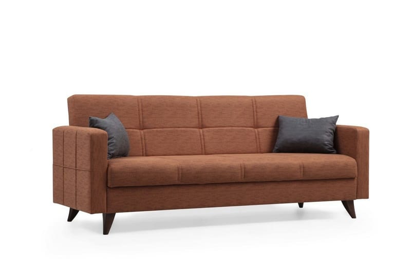 Darcia 3-istuttava vuodesohva 55x183 cm säilytystilalla, pellavaa - Terrakotta - Huonekalut - Sohva - Vuodesohva - 3 istuttava vuodesohva
